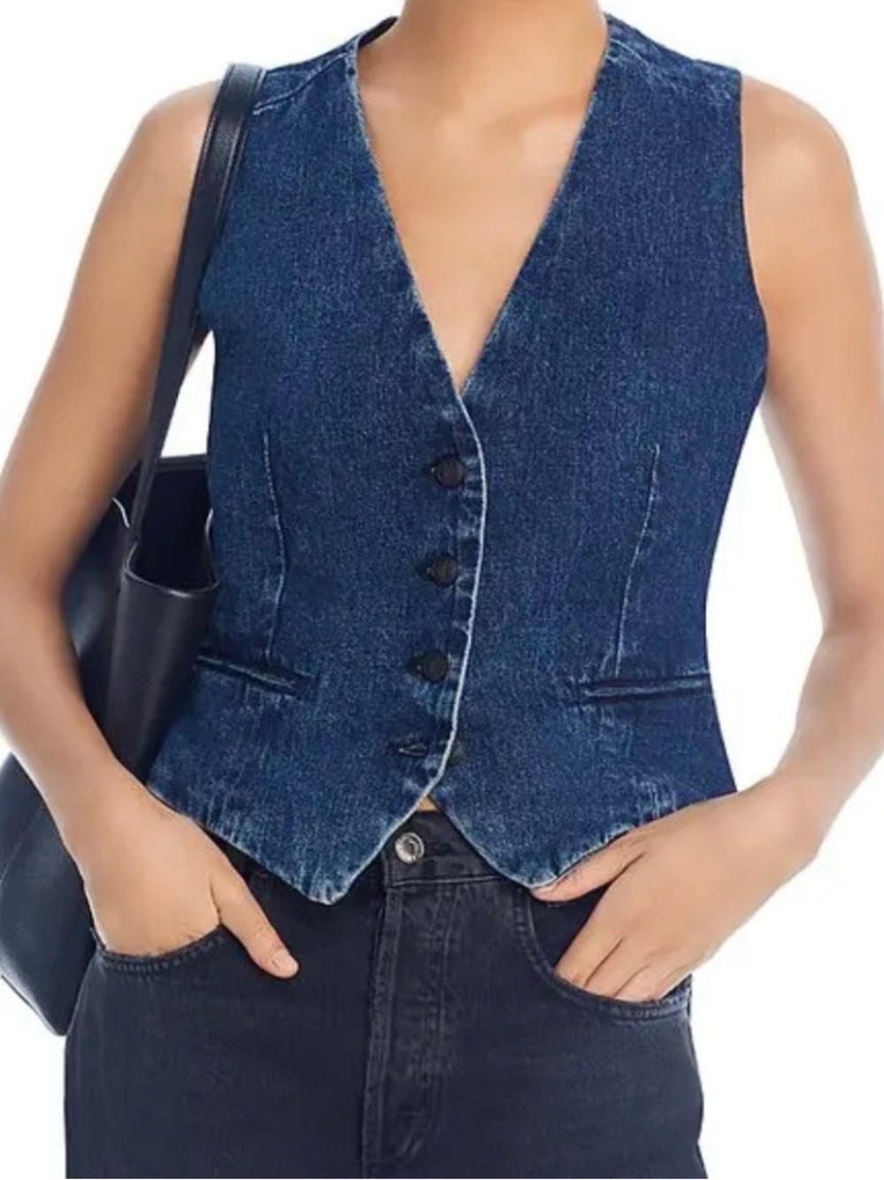 Rag & Bone Kaihara Japanese Quality Denim Button Front Vest Women's 6